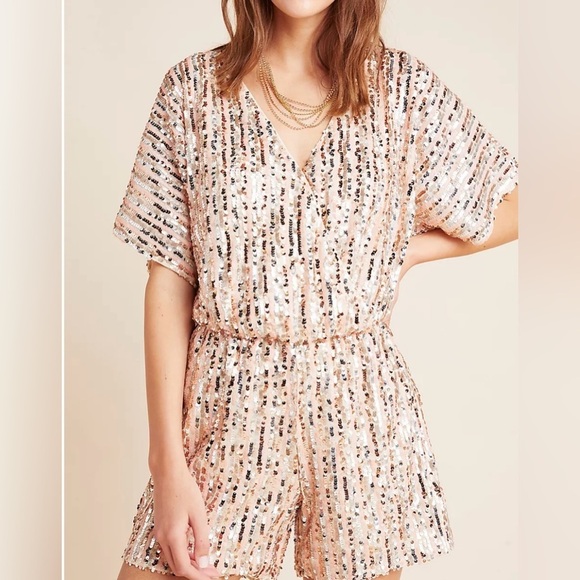 Raga by Anthropologie Sariah Sequined Romper - Size M - Picture 1 of 9